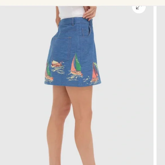 Tuckernuck Blue Mini Skirt with Sailboat Design - Picture 3 of 11